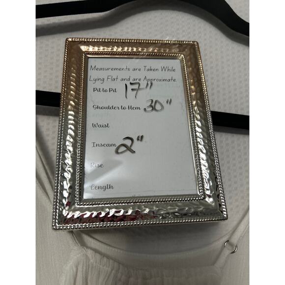 Sage The Label Lagoon White Layered Pom Pom Trim Flowy Romper Size Small - Picture 8 of 9